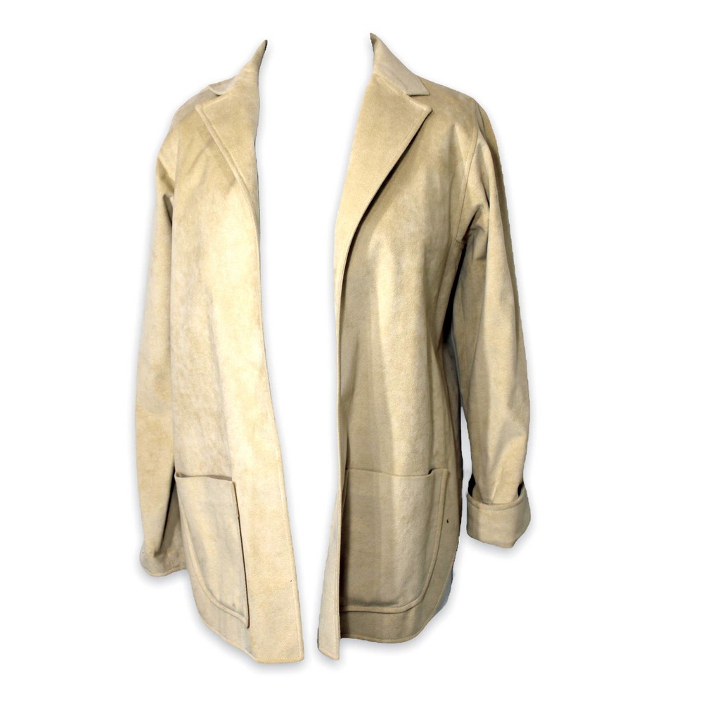 Vintage Oatmeal Suede Moto Jacket Open Front